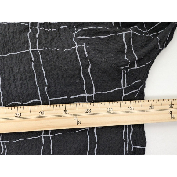 Ali Miles 1X Crinkle Tunic Top Blouse Black White Plaid Button Detail Lagenlook - Picture 8 of 10